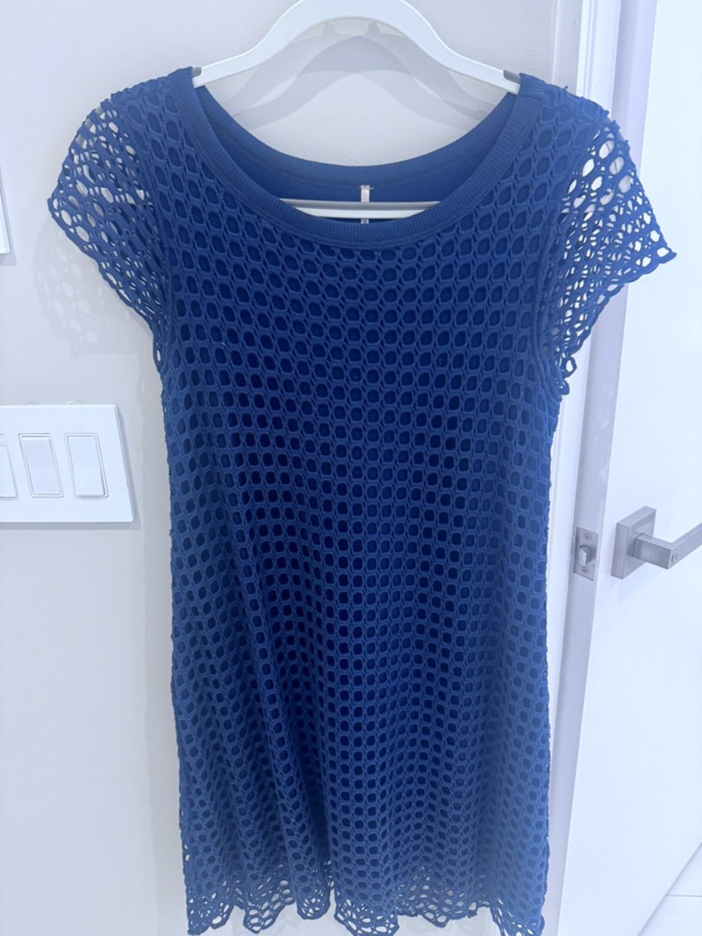 Pete S Navy Long Sleeve Textured Knit Dress